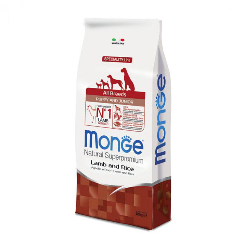 Monge All Breeds Puppy & Junior Agnello e Riso - Croccantini per Cani 12Kg