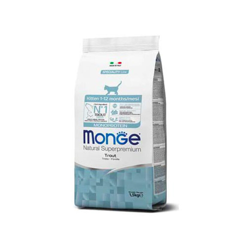 Monge Kitten Monoproteico con Trota - Croccantini per Gatti