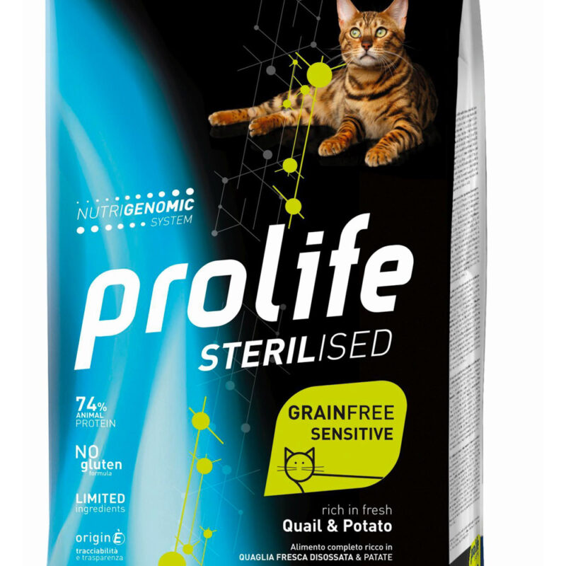 Prolife Grain Free Sterilised Sensitive Quaglia e Patate - Croccantini per Gatti 1,5Kg