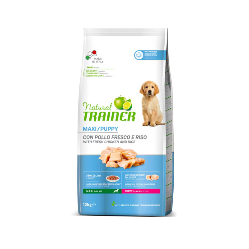 Natural Trainer Puppy Maxi con Pollo e Riso - Croccantini per Cani 12Kg