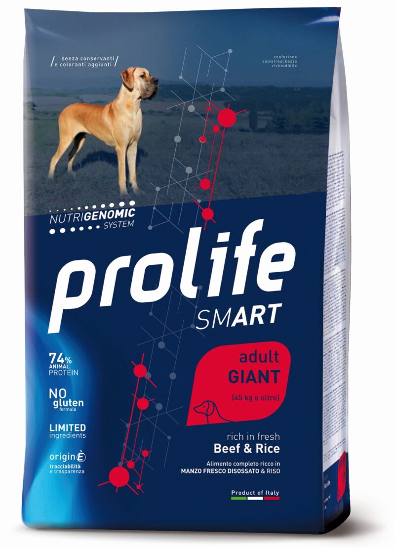 Croccantini per cani Prolife Adult Giant manzo e riso 12Kg
