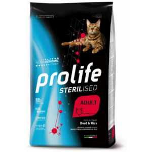 Croccantini per gatti Prolife Sterilised Adult  manzo e riso 1,5Kg
