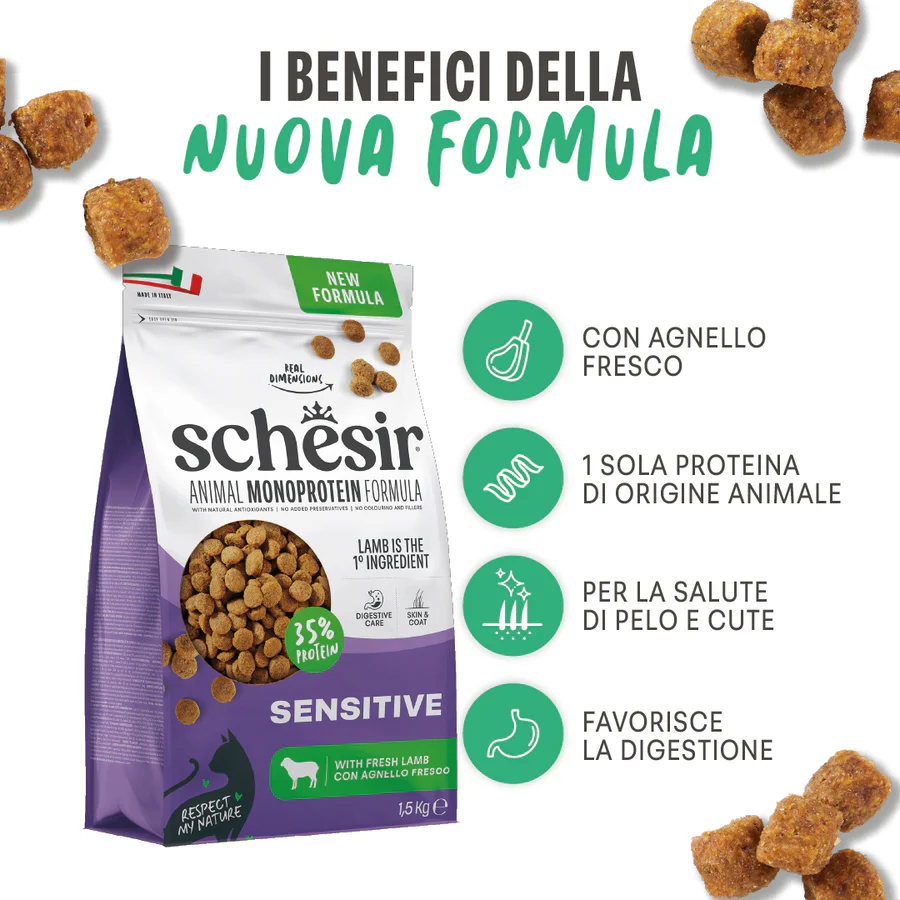 Croccantini per gatti Schesir Sensitive con agnello 1,5Kg - immagine 2