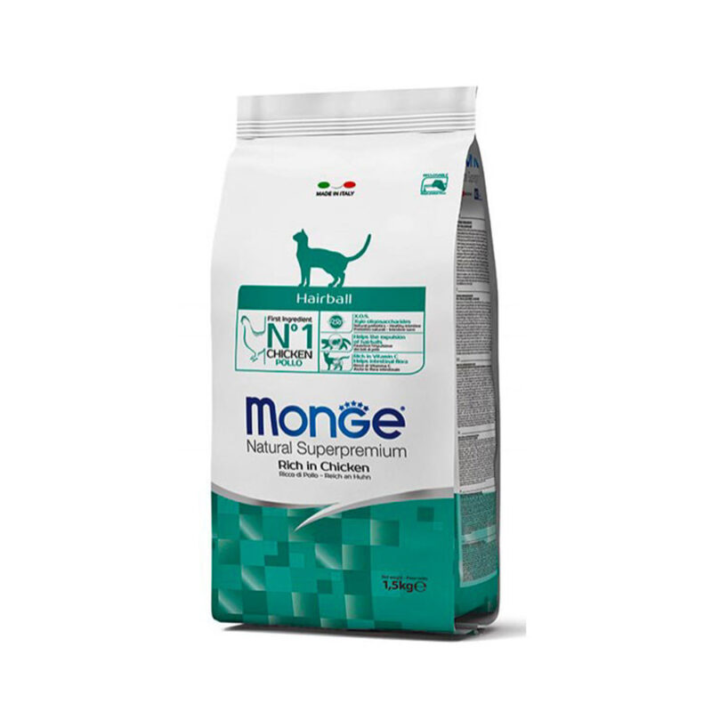 Monge Hairball con Pollo - Croccantini per Gatti 1,5Kg